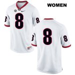 Women's Georgia Bulldogs NCAA #8 Deangelo Gibbs Nike Stitched White Authentic No Name College Football Jersey JZJ1354VE
